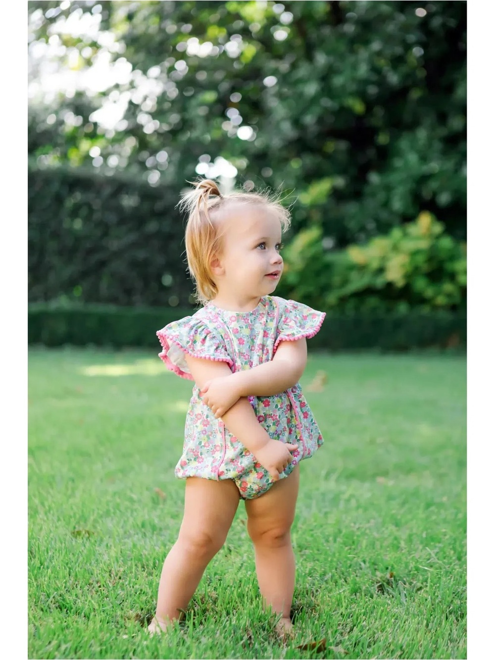 Lila and Hayes Marion Bubble Arboretum Floral Romper 9-12M Pima Cotton